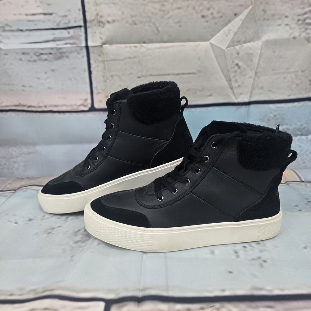 UGG Cakewalk High Top Womens Shoes Sz 9 Black Leather Comfort Lace Up Sneakers